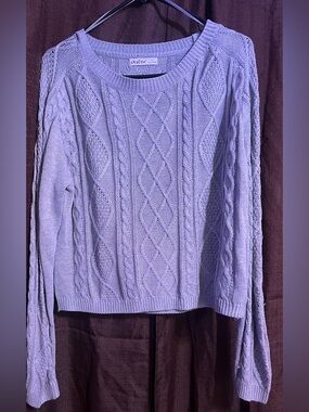 Aster Women's Cable-Knit Crewneck Sweater - Dusty Lavender
